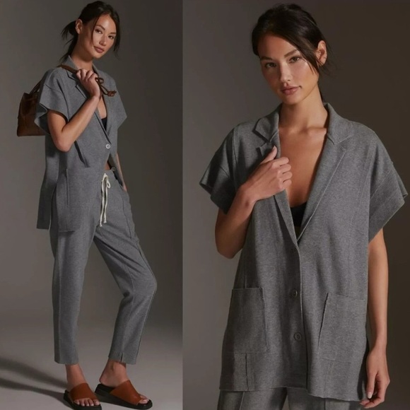Anthropologie Daily Practice Gray Ebert Blazer Jacket Oversized Minimalist Small - Picture 1 of 12